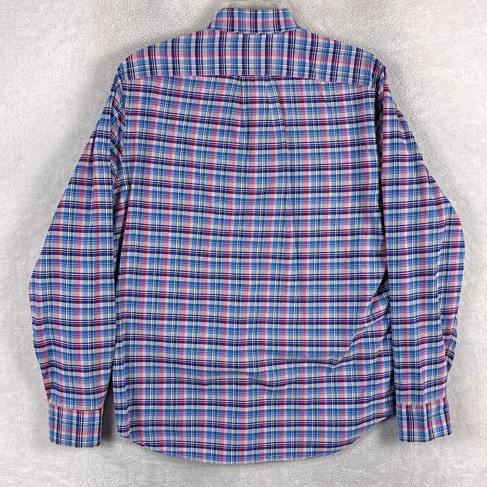 J.Crew Shirt Men M Blue Pink Plaid Broken In Oxford Preppy Heritage Classic OCBD